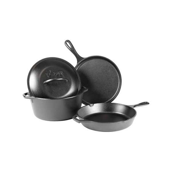 Lodge Cast Iron 4-Piece Cookware Set, BLACK
