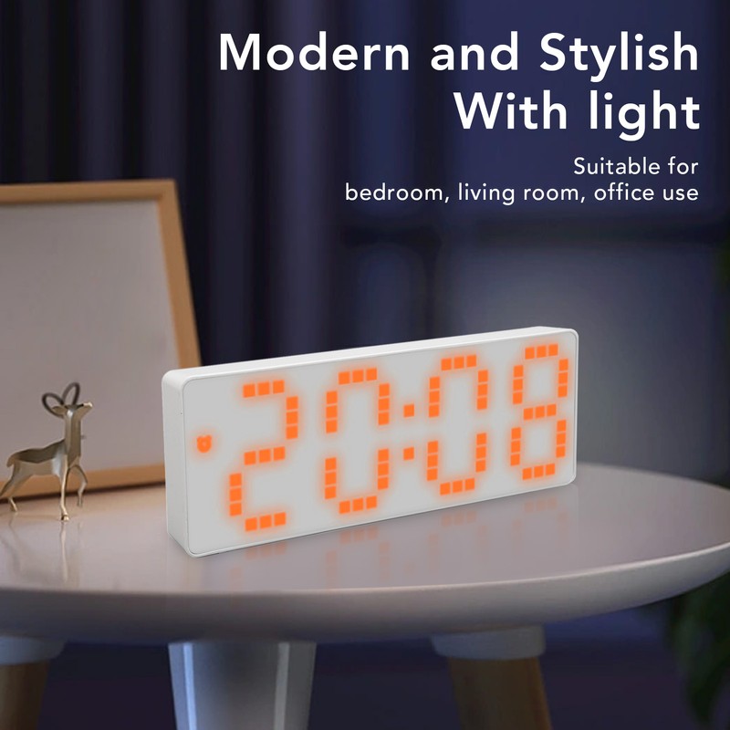 Digital Alarm Clock 3 Levels Brightness Orange Number Desktop LED