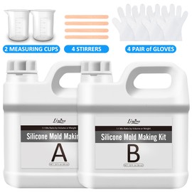 Silicone Molds Making Kit - 0.5 Gallon Translucent 15A Liquid Silicone Rubber for Mold Making - 1:1 Mixing Ratio Fast Curing Molds Making Silicone for Resin Molds, Casting, Candle Mold, DIY Crafts