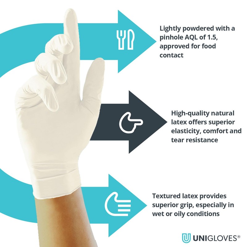 Unigloves Unicare Latex GS0022 Single Use - Multipurpose, Lightly Powdered
