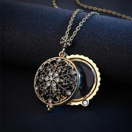 Combined snowflake magnifying glass retro elderly antique zirconia cubic Necklace Snowflake B