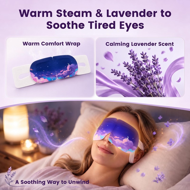 Warm Lavender Steam Eye Masks for Dry Eyes, Disposable Mask
