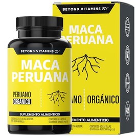 Maca Peruana Amarilla | 1000mg de Maca Peruana Orgánica por cápsula | Sin Azúcar - Suplemento Alimenticio Vegano - Ingredientes NON GMO (60 Cápsulas)