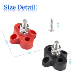 zipelo 2Pcs 5/16"Bus Bar, Power Distribution Junction Block Post Positive Negative, M8 48V Terminal Insulated Dual/Single Stud, Car Accessories for Truck RV Boat