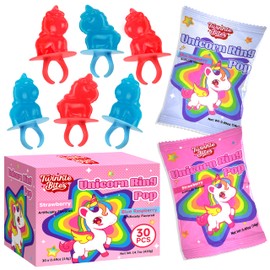 30 Pack Unicorn Ring Candy - Individually Wrapped - Unicorn Party Favors - Bulk Candy Use For Kids, Adults, Classroom, Pinata - Unicorn Birthday Decorations