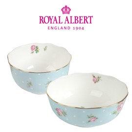Royal Albert New Imperial Rose Air Service 1-Person Set Polka Blue / 로얄알버트  뉴황실장미 공기대접1인세트 폴카블루