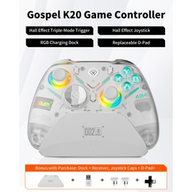 OLCLSS Wireless Gaming Controller for Switch 2/PC/Android/iOS – Hall Effect Joysticks & Triple-Mode Triggers, Mechanical Buttons, Macro Back Buttons, RGB Lighting, with Charging Dock, 1000Hz Report Rate(Advanced)