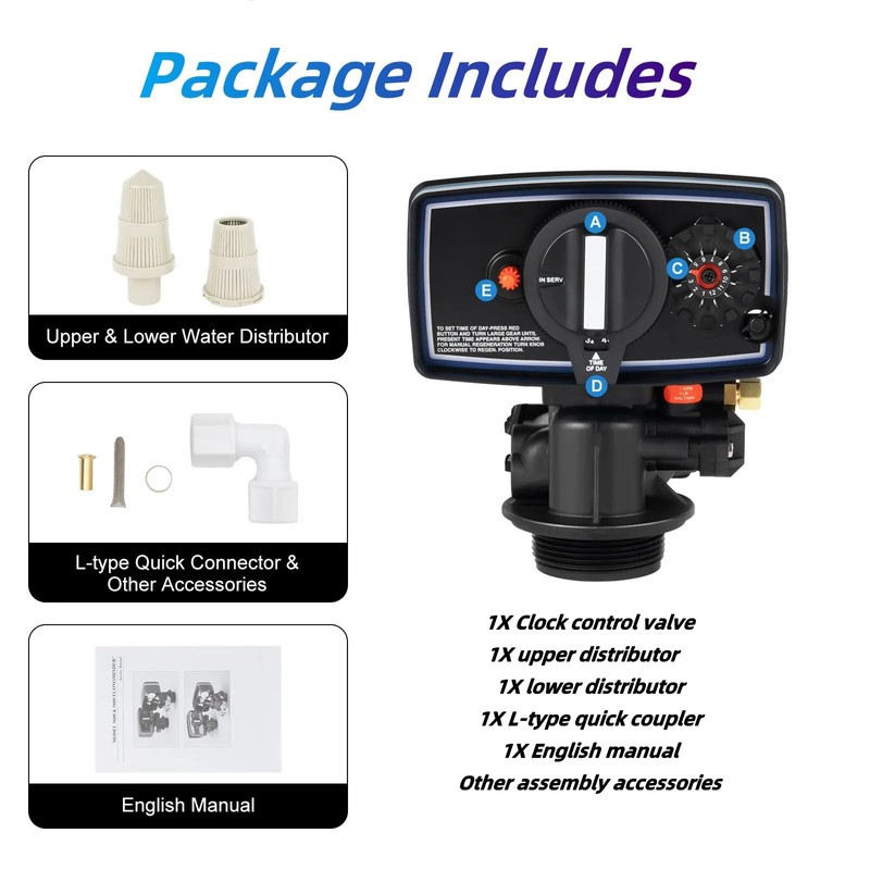 Mustrod 5600 Water Softener Control Valve, 12-Day Timed Control Valve,