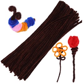 60 Pieces Brown Pipe Cleaners, Christmas Craft Pipe Cleaners,Pipe Cleaners Chenille Stem,Pipe Cleaners Bulk,Art Pipe Cleaners for Creative Home Decoration Supplies Arts and Crafts Project