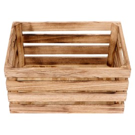 Cabilock Wooden Crate Rectangle Sundries Storage Box Kids Toy Toiletries Open Bin Organizer Multifunctional Storage Case for Home 30x20cm