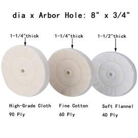 scottchen PRO Buffing Polishing Wheel 3-Step Fine Cotton (60 Ply) / Soft Flannel (40 Ply) / High-Grade Cloth (90 Ply) 3/4" Arbor Hole for Wood Lathe Buffing System– 3Pack