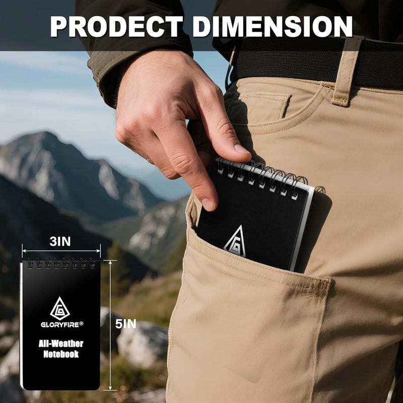 GLORYFIRE Waterproof Notebook All Weather Shower Pocket Tactical Notepad with