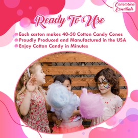 Cotton Candy Floss Sugar -Pink Vanilla and Blue Raspberry /2lb Jars Each Flavor with 100 Paper Cotton Candy Cones