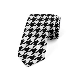 Ambesonne Men's Tie, Houndstooth Inspired Design, 3.7", Black Charcoal and White