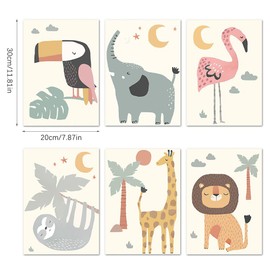 Hwtcjx Children's Room Posters, Set of 6 Pictures for Children's Room, Pictures Baby Room Girls, Decorative Pictures for Children's Room, Girls and Boys, Wall Pictures, Premium Baby Room Decoration,