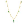 14K Gold Choker Necklace Green Crystal Pendant Necklace Teardrop Necklace
