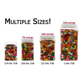 Bite Size Chewing Gum 3.5LB - Original Bulk Assorted Colors in 64 FL OZ Gift Ready Reusable Square Jar