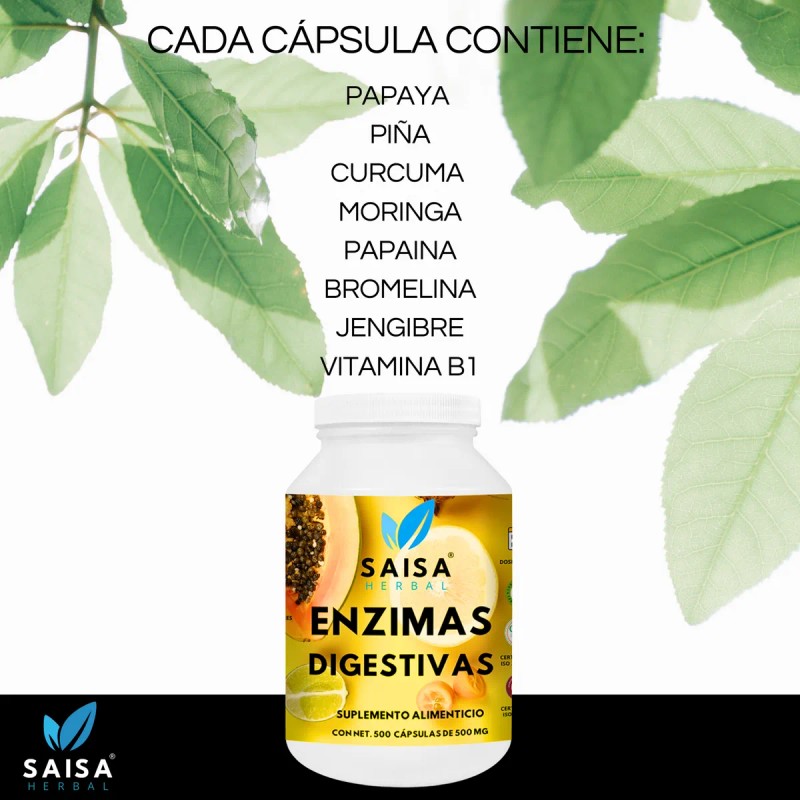 Enzimas Digestivas Suplemento 500cáp Mejor Digestión Premium Sin Sabor