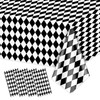 Hegbolke 4 Pack Black and White Checkered Tablecloths, Gingham Table