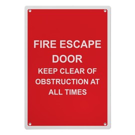Fire Escape Door Keep Clear Of Obstruction Sign, 8.5 x 11 in" OSHA Compliant Exit Emergency Fire Sign, Weatherproof Plastic, UV resistant & Easy-to-Read Signage