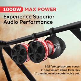 Pyle 2-Way Waterproof Off-Road Speakers – 5.25" 1000W Set of 2 Active/Passive Marine Grade Wakeboard Tower Speakers System with Bluetooth, Full Range Audio for ATV, UTV, Jeep, Boat, Quad