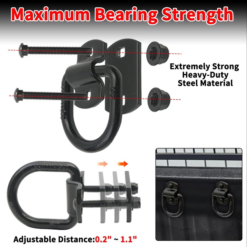 1/2" Heavy Duty Forged D Ring, 12000Lbs Break Strength Tie