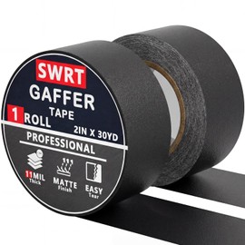 SWRT Gaffers Tape 2 Inch x 30 Yards, 2 Pack (60 Yards Total), 11 Mil Gaffer Tape Black, Matte Stage Tape with Strong Adhesion, Residue-Free Removal, Non Reflective for Photography, Film, Floor Marking