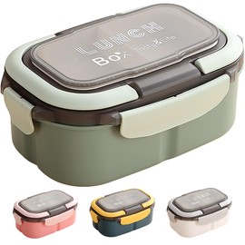 1400ML/47OZ Adult Bento Box, Leak-proof 3 Layers with Handle Portable Lunch Container, Lunch Box for Men and Women, BPA-Free, Microwave/Dishwasher/Freezer Safe, Reusable Snack Container (Green)