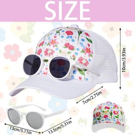 LUKIUP 2 Pieces Baseball Cap Sunglasses Set for Boys Girls Adjustable Cap Kids Baseball Cap for Children Boys Girls Gifts Cartoon Pattern, White