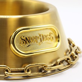Snoop Doggies Doggs Deluxe Off The Chain Pet Bowl, Gold, Large