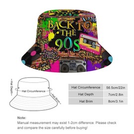 Retro Back to The 90s Bucket Hat for Women Men Packable Fisherman Hat Sun Cap Travel Outdoor Beach Caps