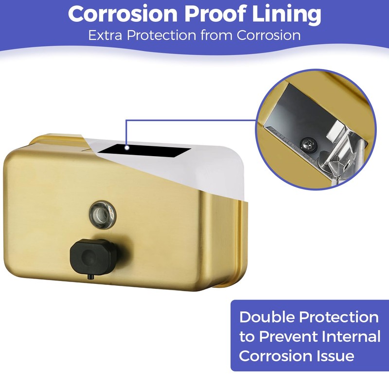 Stardrix Brushed Gold Stainless Steel Horizontal 1100ml/37oz Capacity Commercial-Grade Soap