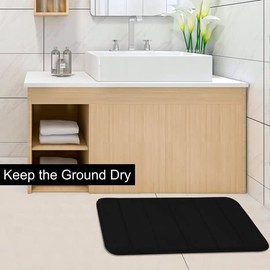 QUINTRA Bath Mat Memory Foam Bath Rugs for Bathroom Soft and Comfortable Super Absorbent Black 32" x 20" Wool Rugs (Black, C)