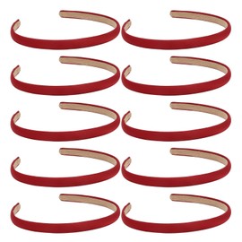Wecoe Red Narrow Satin Headbands, 10pcs Non Slip Fashion Hair Bands for Women & Girls' Hair - Holiday & DIY Costume Accessories
