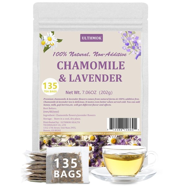 135 Premium Chamomile & Lavender Tea Bags,Relief & Caffeine Free