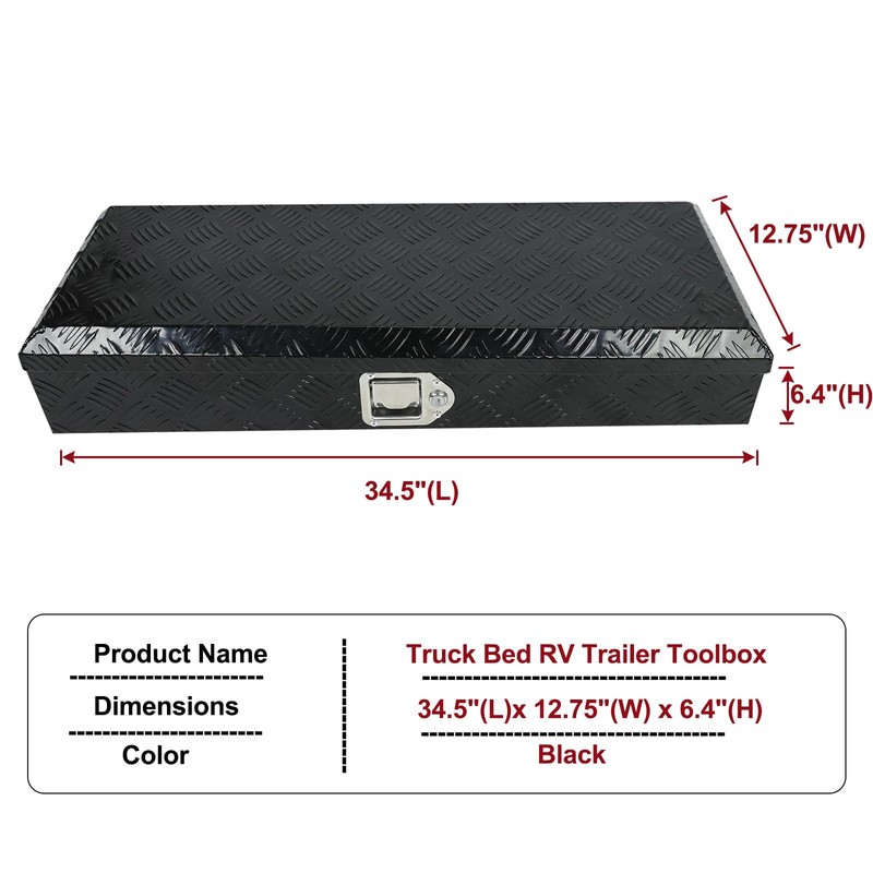 caqeg 34.5 Inch Heavy Duty Aluminum Stripes Plated Tool Box