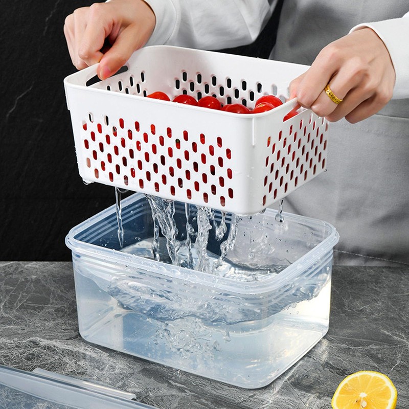 1750ml Fruit Storage Containers for Fridge, Transparent Fruit Vegetable Storage