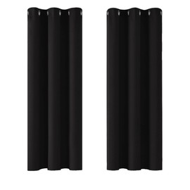 Deconovo Eyelet Blackout Curtains Thermal Insulated Curtains for Kitchen Black 42 x 54 Inch 2 Panels