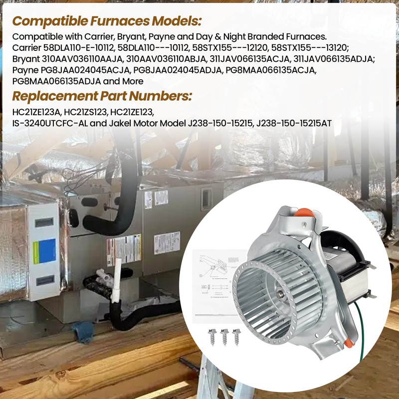 Fuabator HC21ZE123A, J238-150-15215 Draft Inducer Motor Kit Compatible with Jakel,