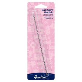 Hemline H249.L Long Ball Point Bodkin 15cm Ribbon Weaving, Turning Bias Tubing