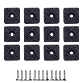 12pcs Non-Slip Rubber Feet,Rubber Furniture Pads,23mm Square Rubber Chair Leg Floor Protectors with Screws,Non Slip Non Scratch Pads for Garden Furniture Chairs,Wood Floor Protector Pads(black)