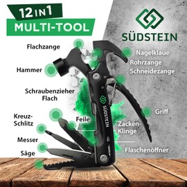 SÜDSTEIN 12-in-1 Multifunction Tool with Hammer, Flat Nose Pliers, Screwdrivers & More - A Special Gift for Men with Elegant Gift Packaging