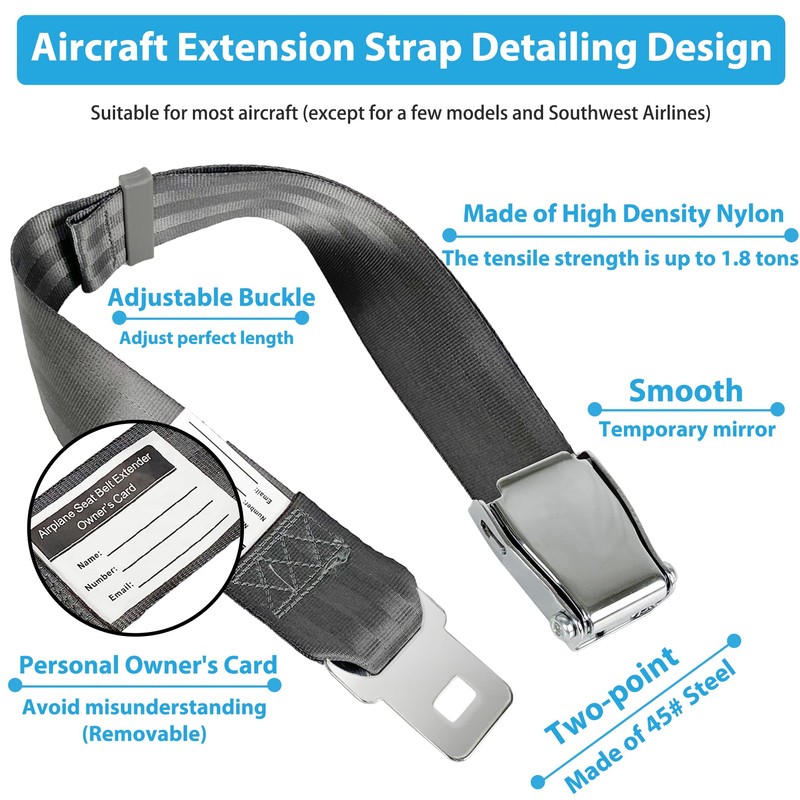 Air Canada Airplane Seat Belt Extender Adjustable 7-43" Airline Seatbelt