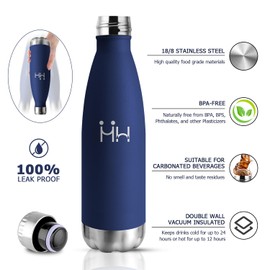 Stainless Steel Water Bottle, 500 ml, Thermos Flask, Leak-Proof, BPA-Free Insulated Flask, Water Bottle, Vacuum Double Walled, Thermal Water Bottle for Fitness, Bike, School, Camping, Children, Bubble