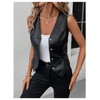 SweatyRocks Women's PU Leather Button Down V Neck Sleeveless Jacket