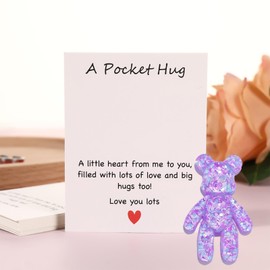 Pocket Bear Hug, Pocket Hug Emotional Support Gifts, Pocket Heart Anxiety Relief Gifts for Her, Comforting Gift for Son Daughter Back to School, for Mum (Purple)