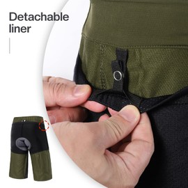 BERGRISAR MTB Cycling Shorts Men's Mountain Bike Shorts Baggy Cycling Shorts Breathable Lightweight, Removable padded green