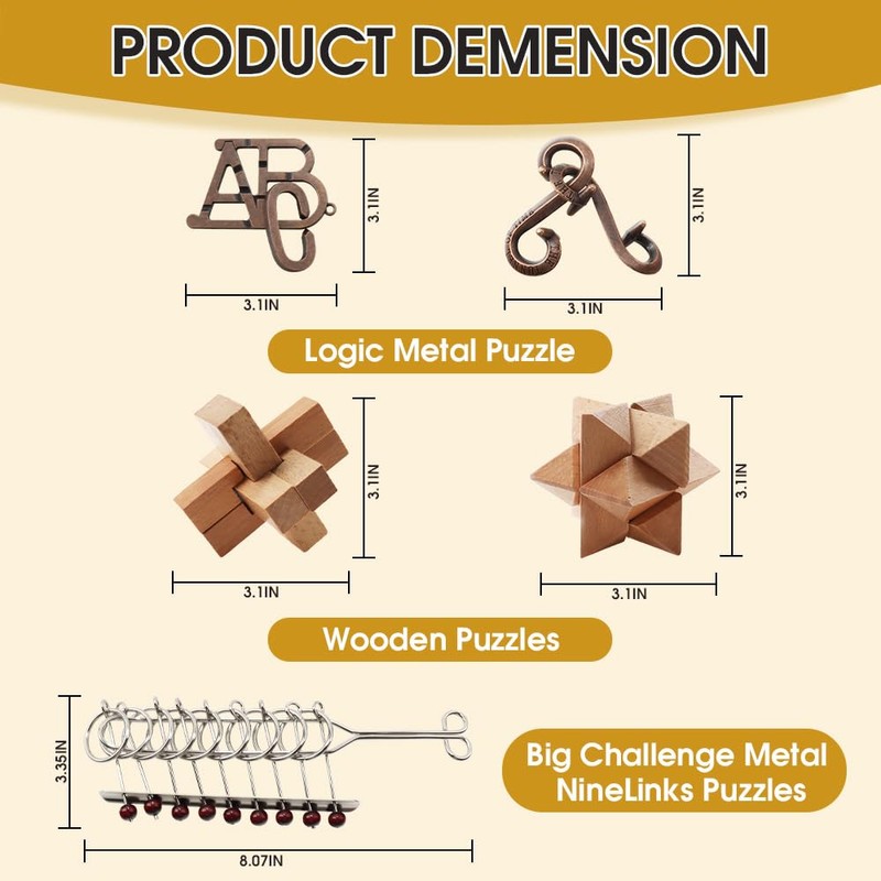 Blovec 24PCS Brain Teaser Puzzles for Adults, Mind Puzzle Ancient