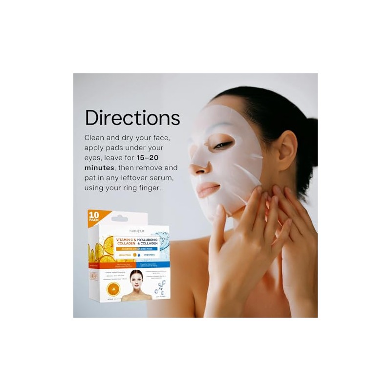 Skin 2.0 Mascarilla facial de vitamina C y ácido hialurónico