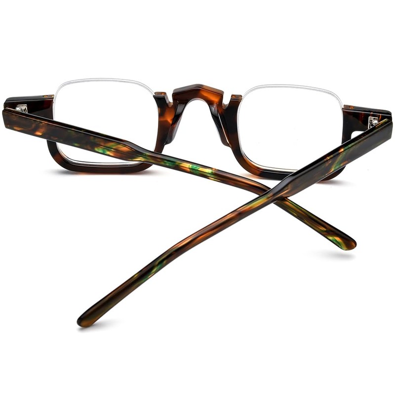 HEPIDEM Matte Multicolor Acetate Glasses Frame Women,Semi Rimless Round Optical